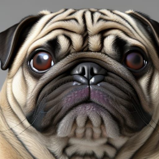 Hyperrealistic 3D Portrait of a Pug in 8K