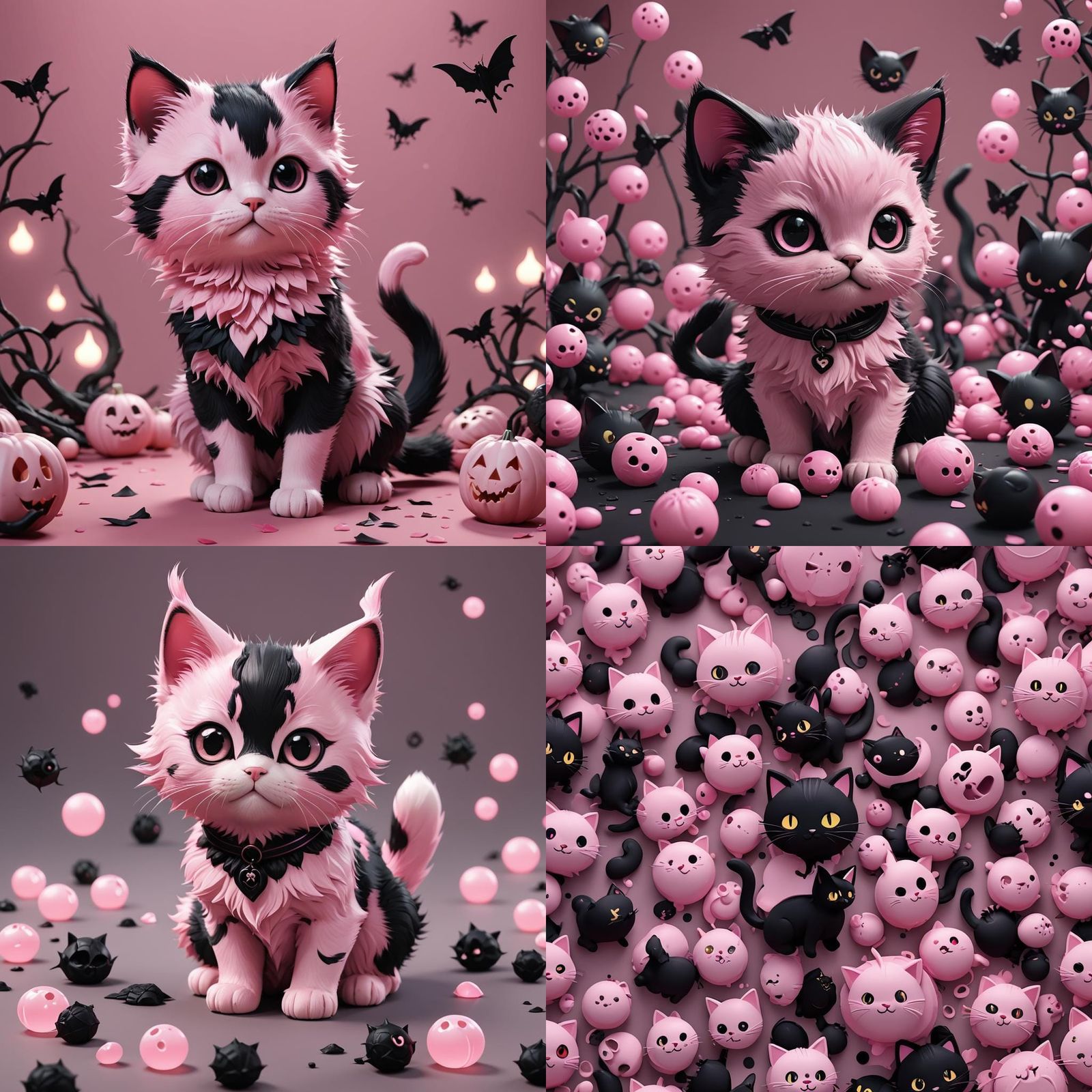 Cute Spooky Cat in 3D Anime Style