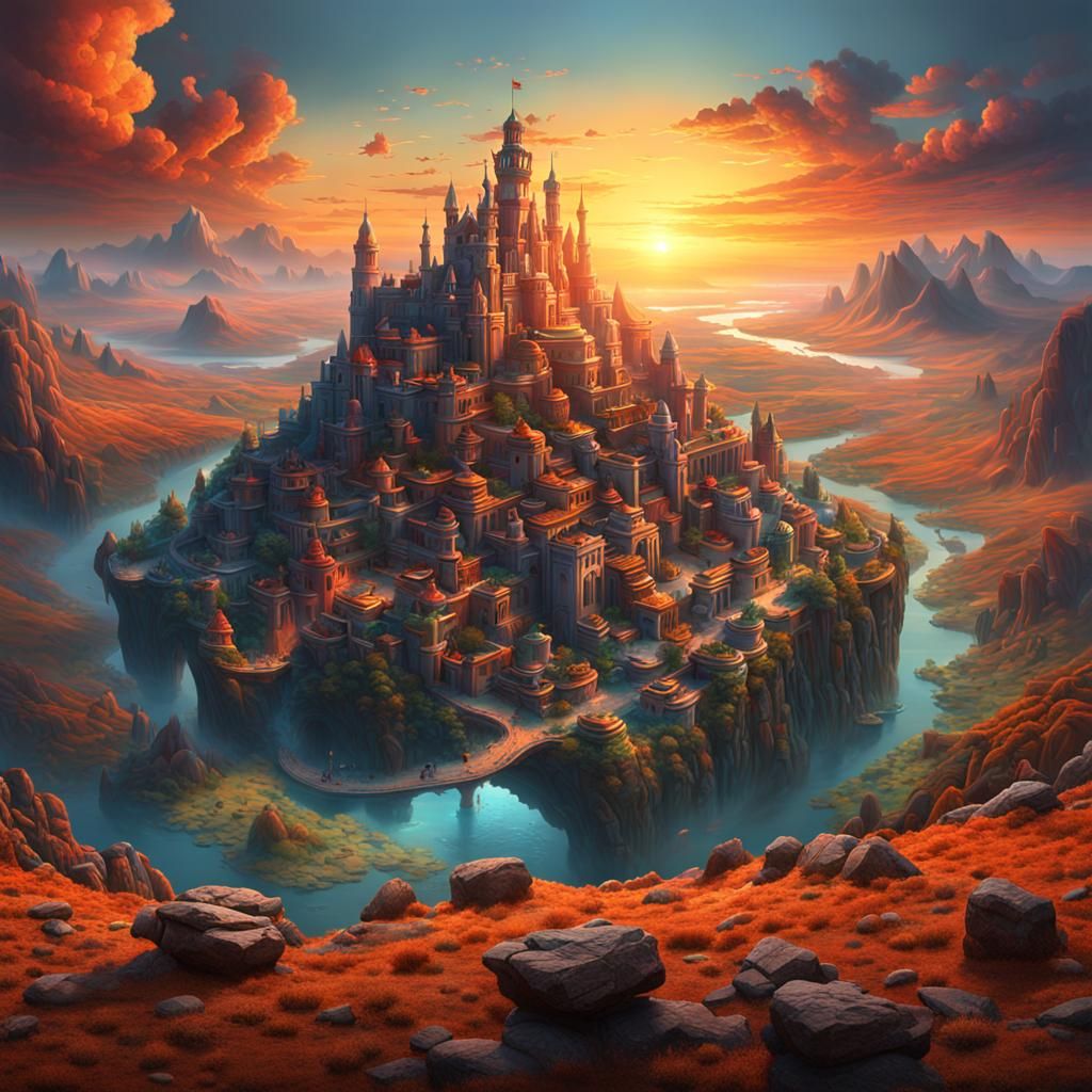 Sunrise Landscape in Digital Matte Painting Style