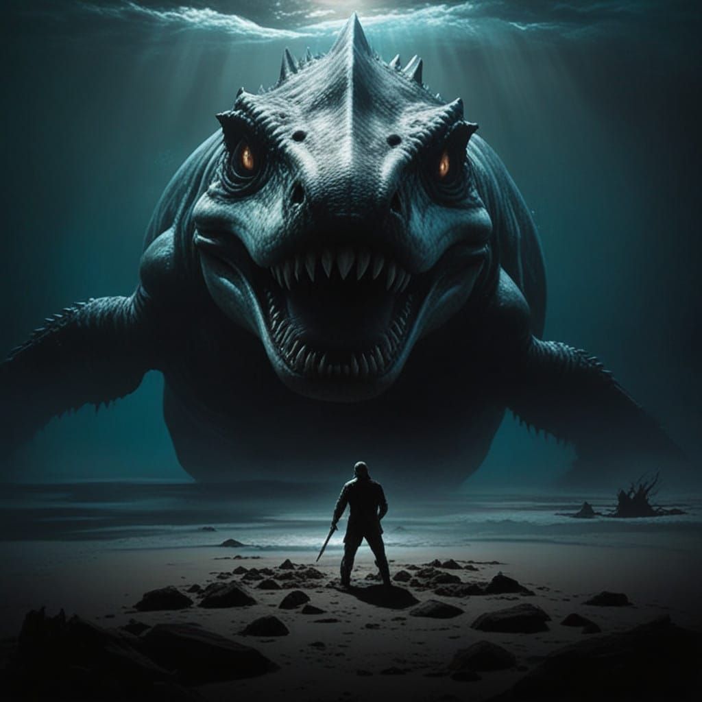 Surreal Confrontation in a Dreamlike Landscape with a Bio-Me...