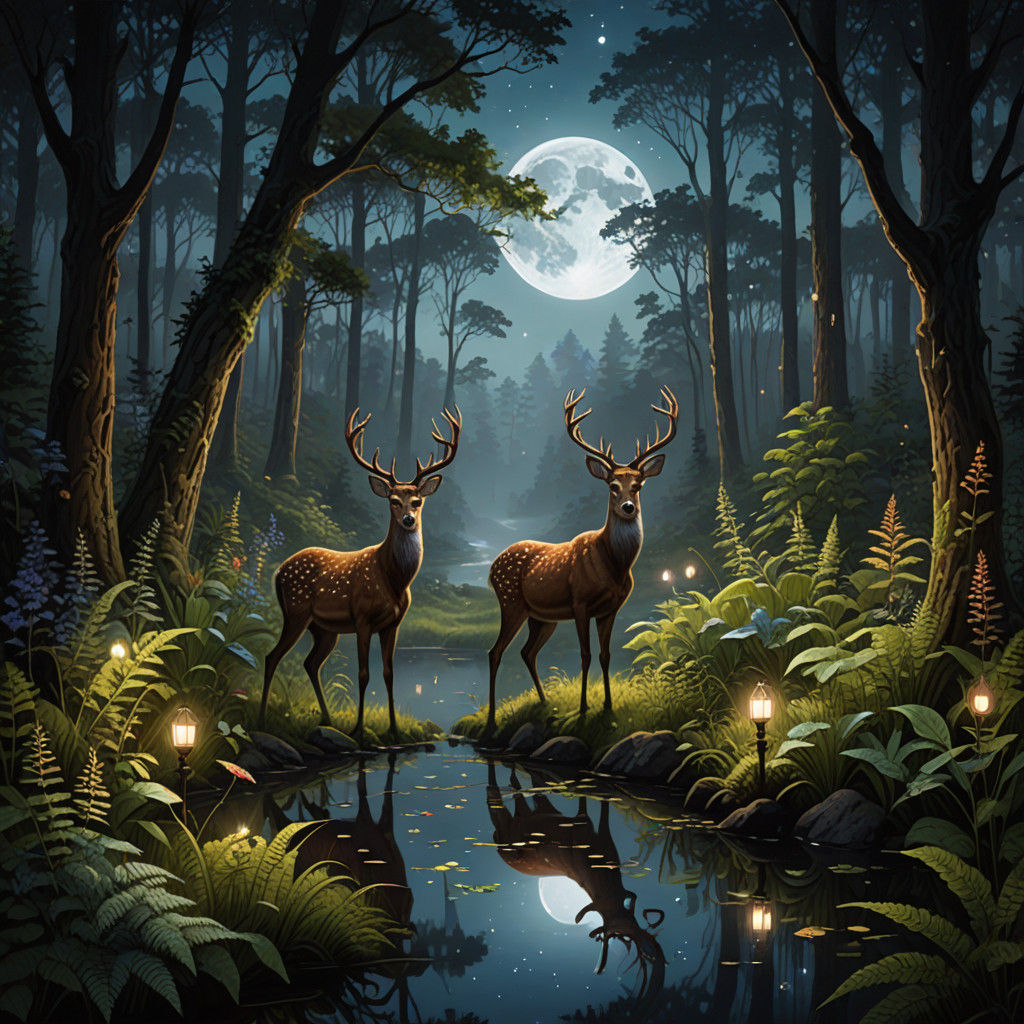 Luminous Enchanted Forest in Mystic Fog