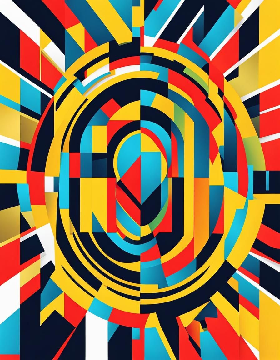 Geometric Bauhaus Pop Art in Triadic Colors