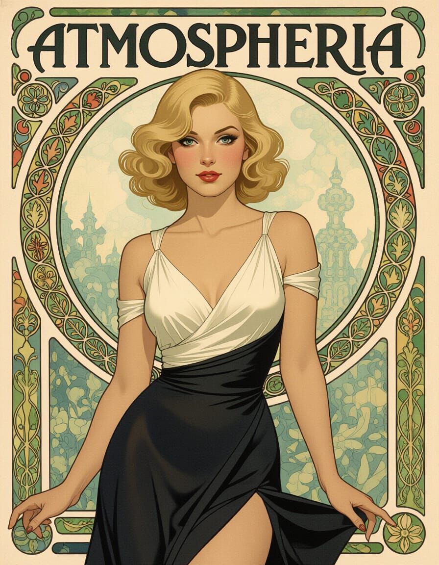 Harmonious Pin-Up in Art Nouveau Style