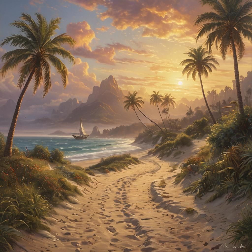 Ethereal Beach Scene in Dreamy Hyper-Realism