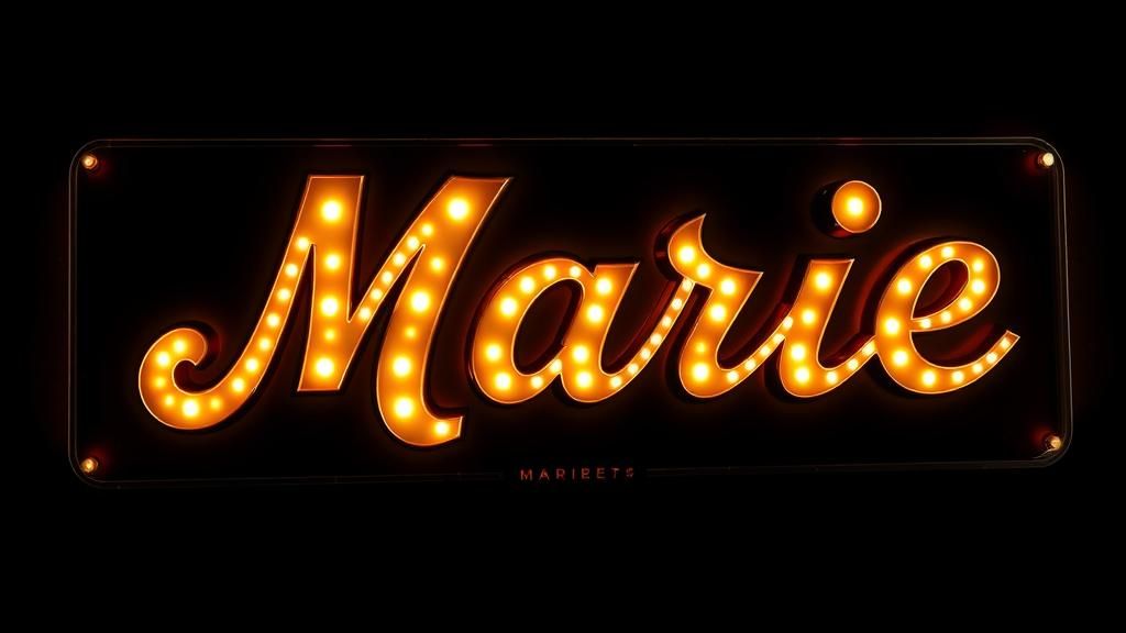 Luminous Bronze "Marie" Sign in 70s Disco Style