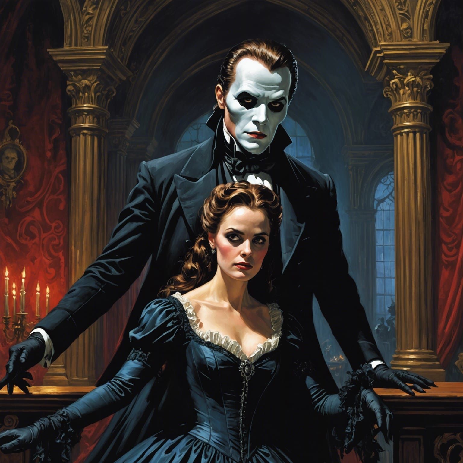 Sinister Phantom of the Opera Illustration