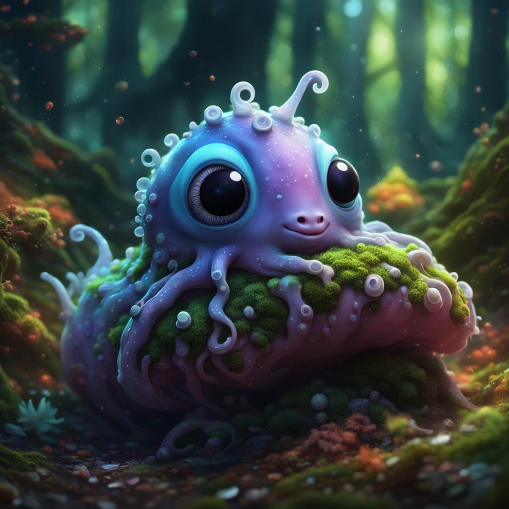 Filthy Cute Tentacle Slug in Enchanted Forest