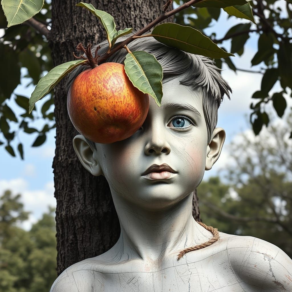 Youth with Apple Arrow in Arte Povera Style