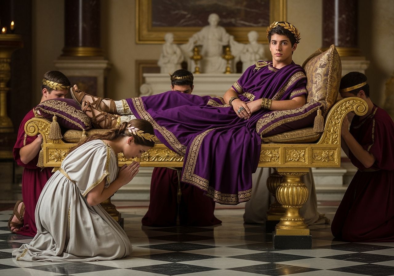 Opulent Photograph of Roman Emperor in Royal Palace