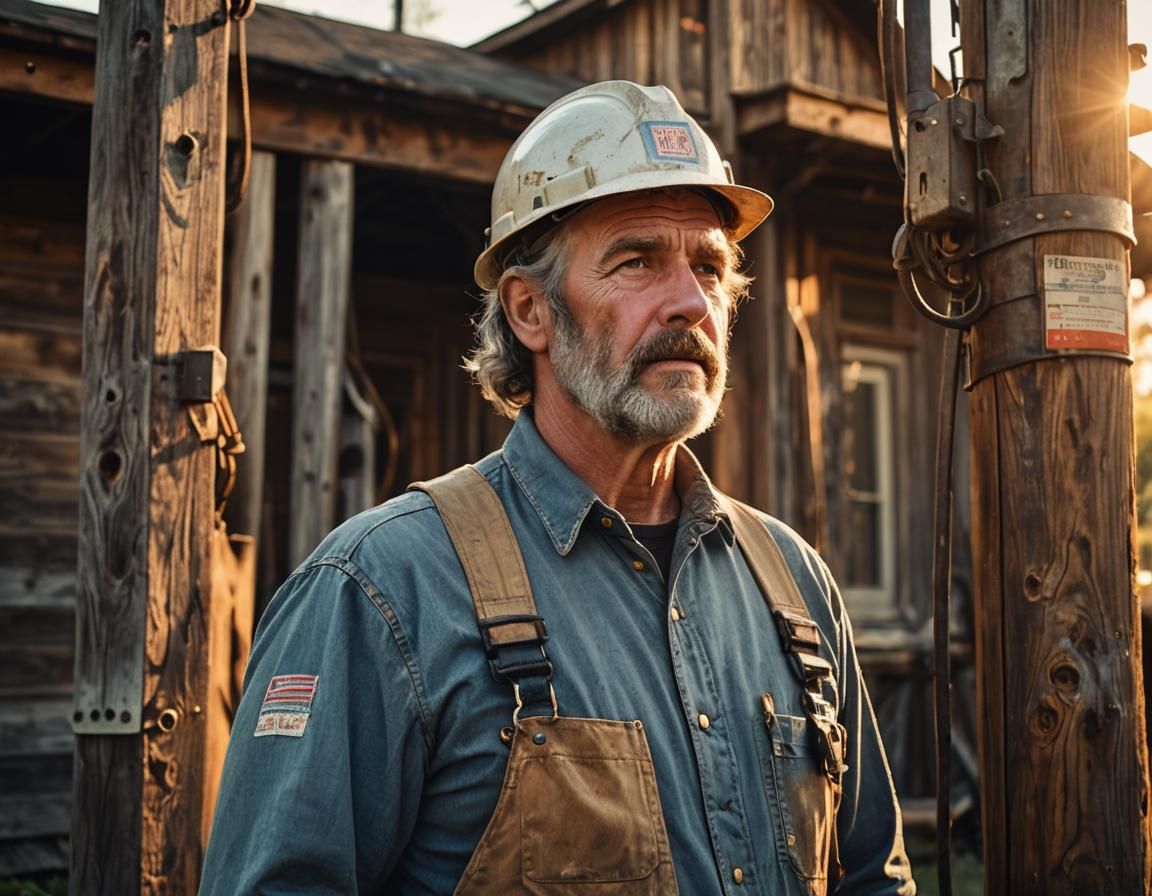 Rugged Working-Class Portrait in Golden Hour Light