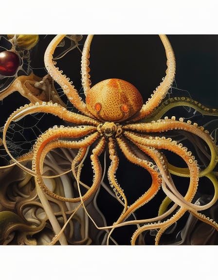Spider Octopus Portrait in Striking Hyperreal Style