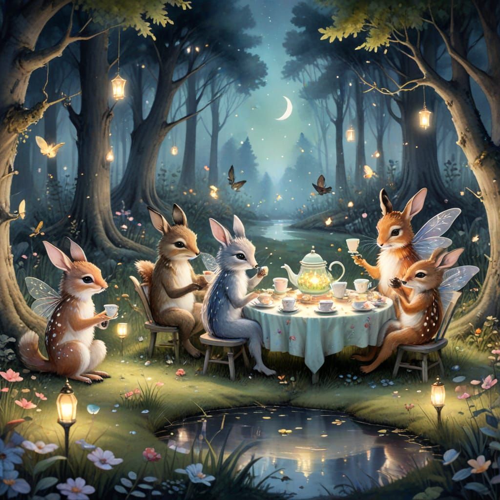 Woodland Tea Party: A Pastel Watercolor Fantasy