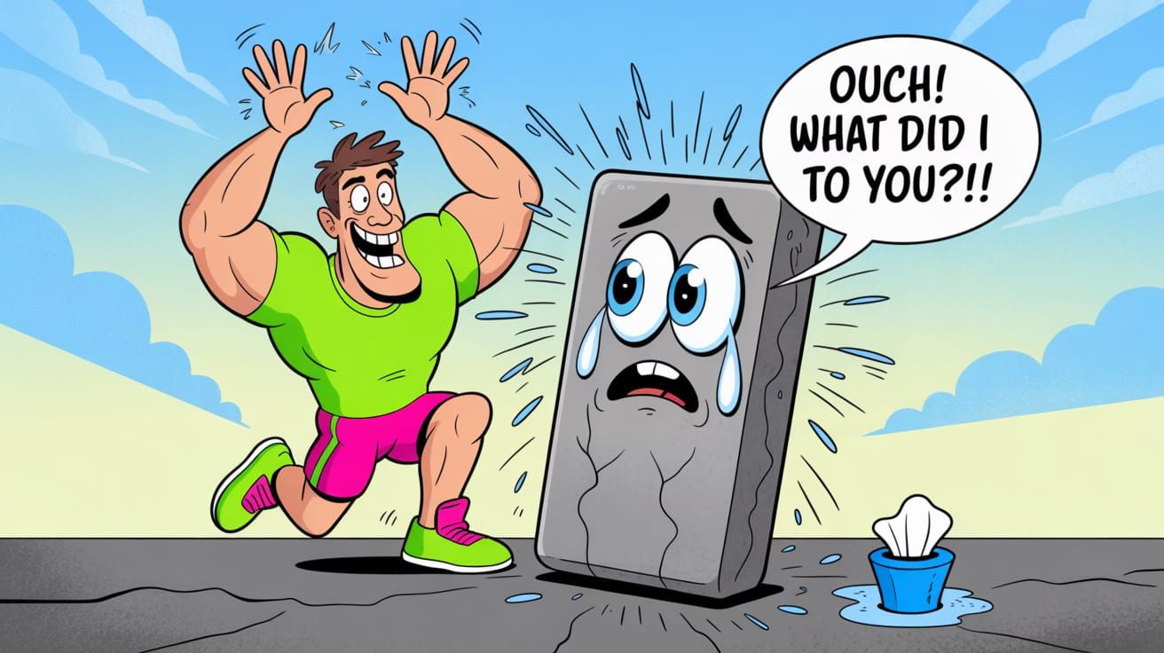 Cartoon Man High-Fiving Sentient Pavement