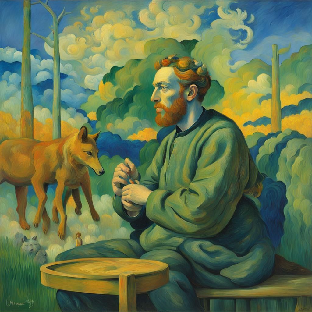 King David in Neo-Impressionist Landscape Painting