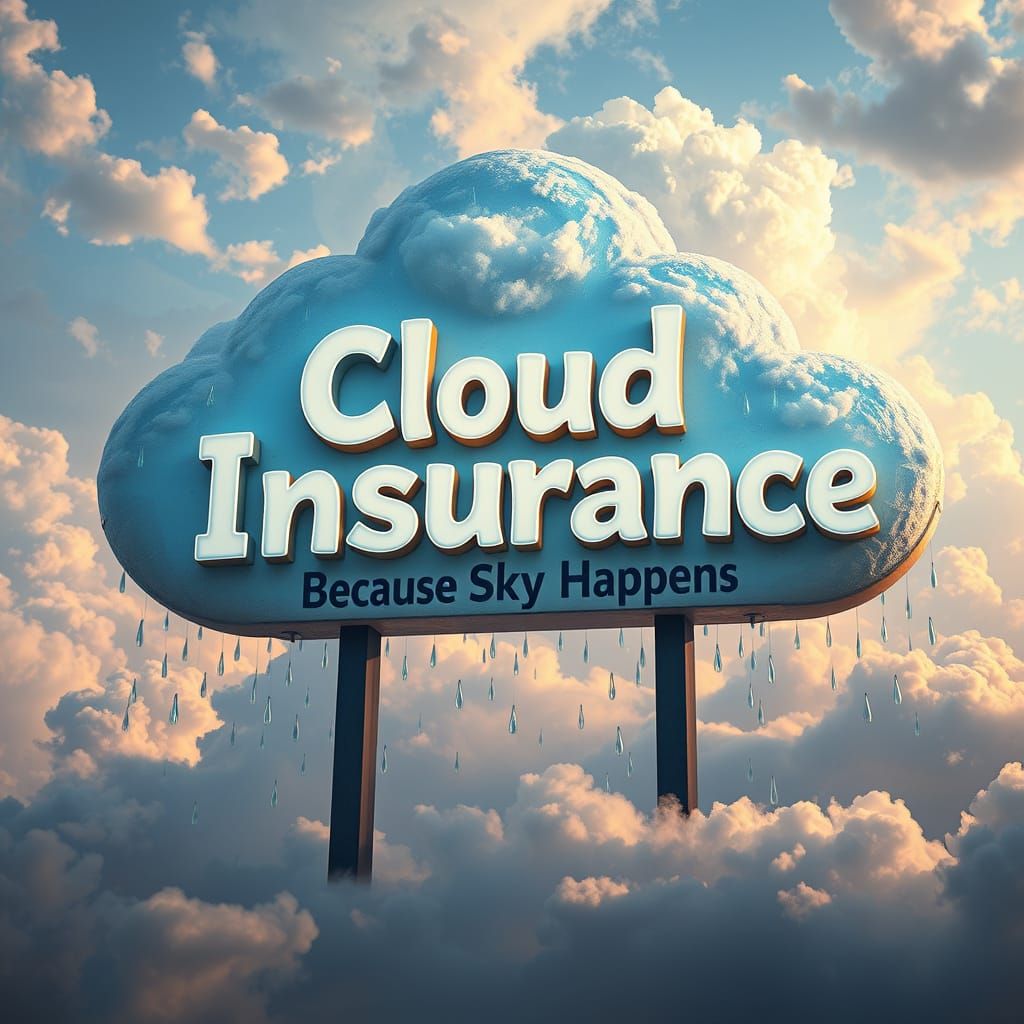 Whimsical Cloud Insurance Billboard in Fantasy Concept Art S...