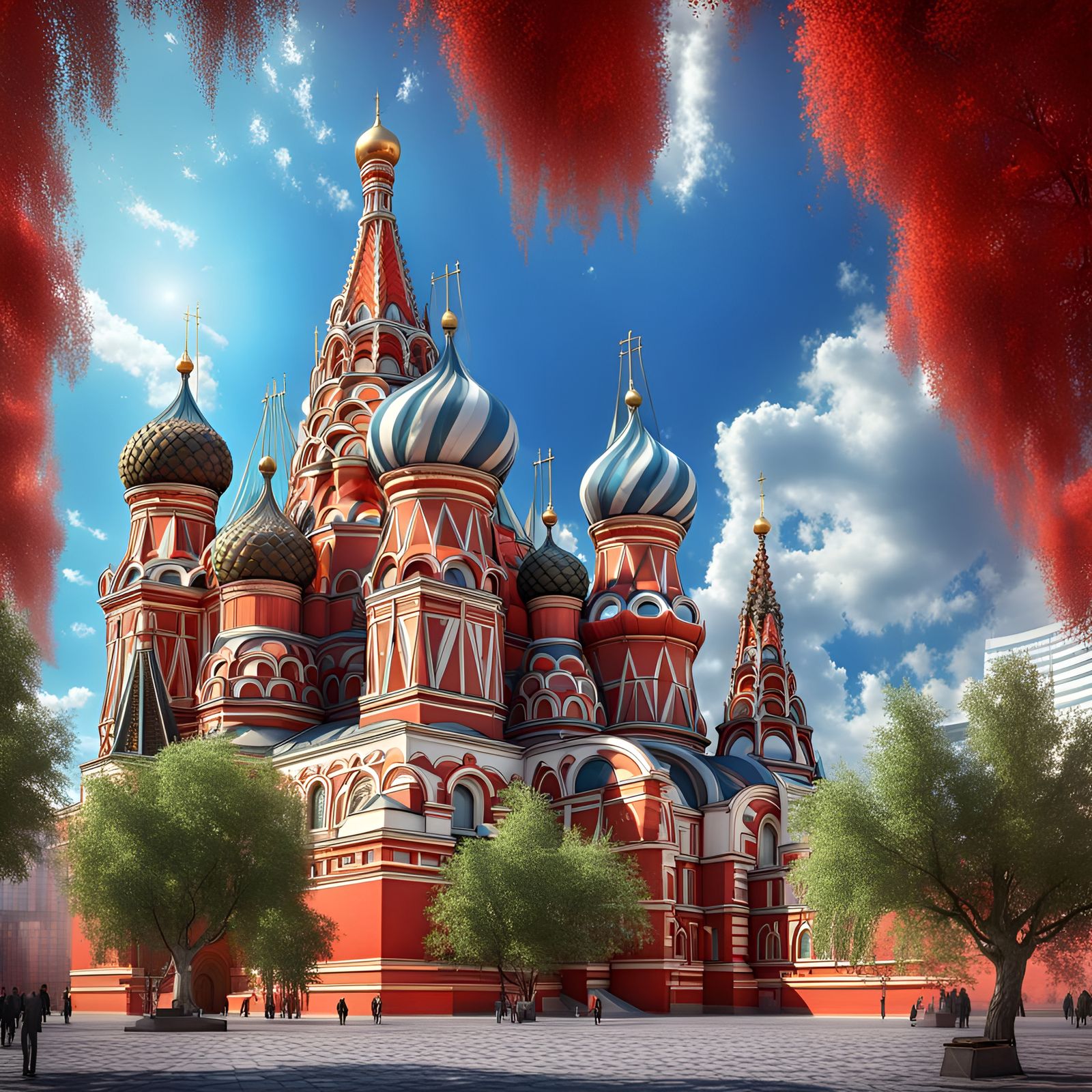 Futuristic Sci-Fi St. Basil's Church in Moscow