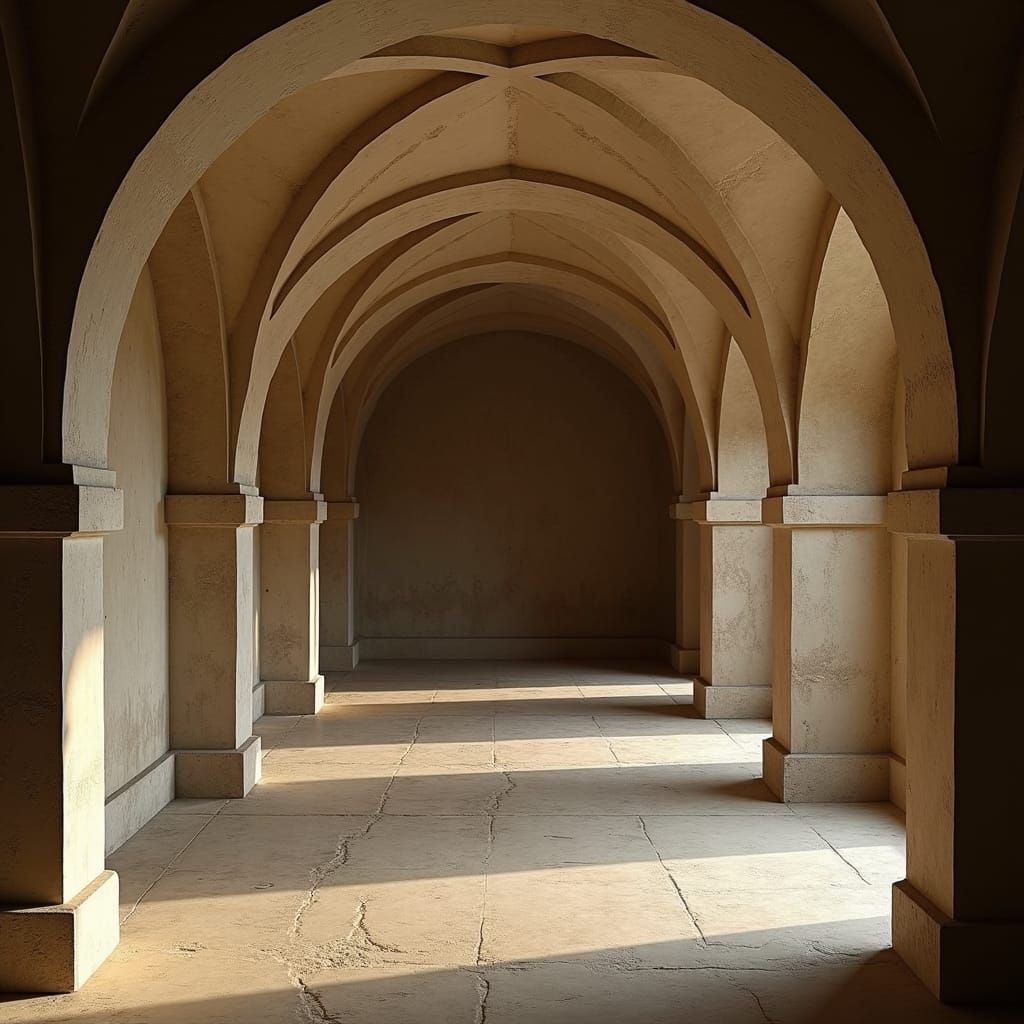 Renaissance Interior: Empty Space in Somber Light