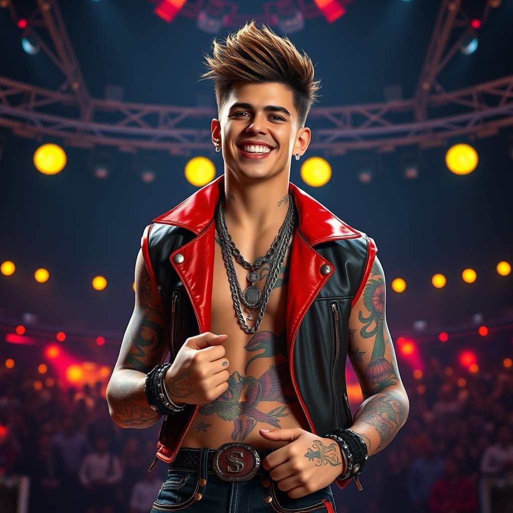 Charismatic Rockstar on Cosmic Stage in 3D