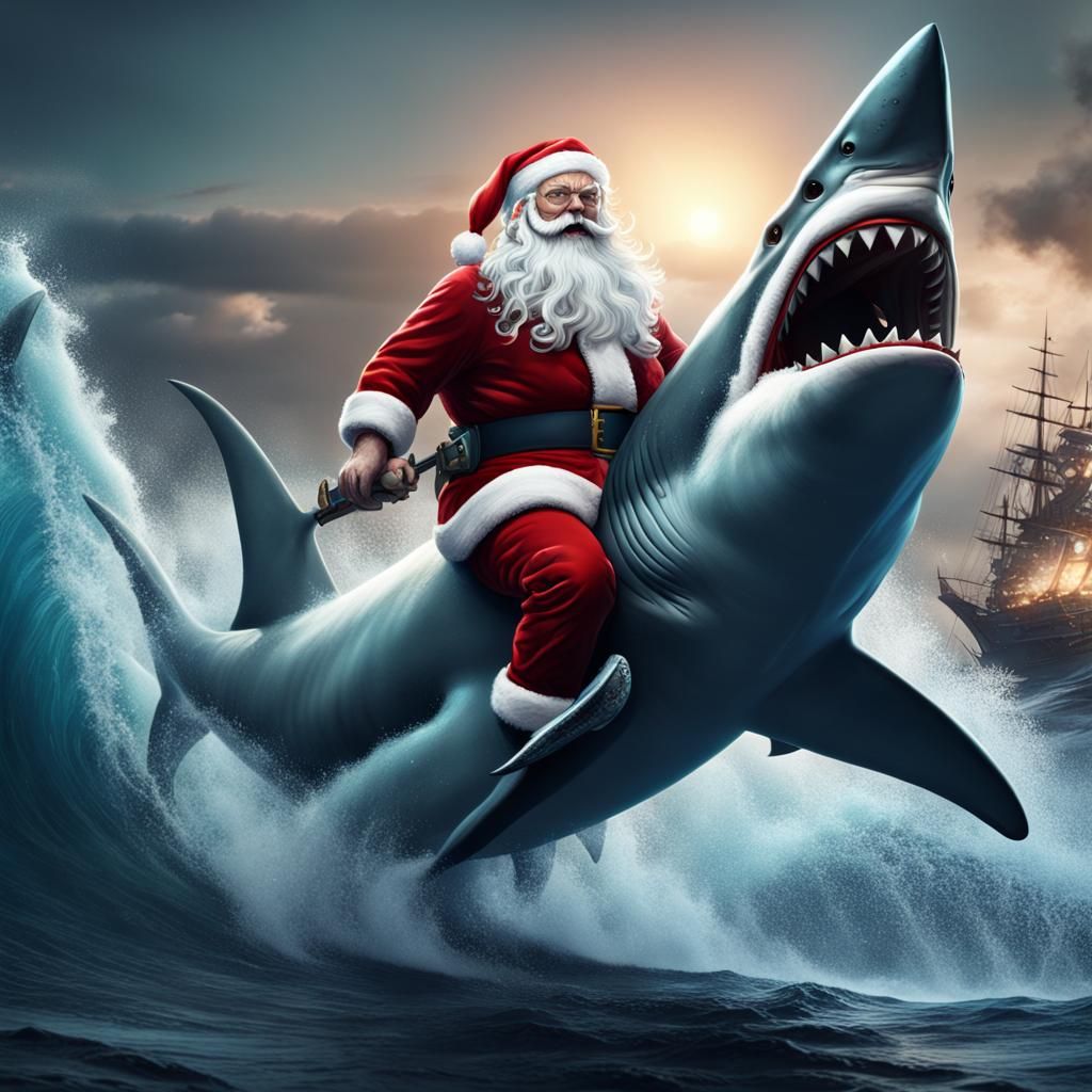 Santa Claus Rides a Shark: Fantasy Art