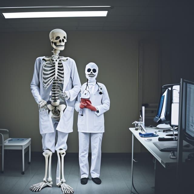 Creepy Doctor and Skeleton Nurse Prep Operating Room