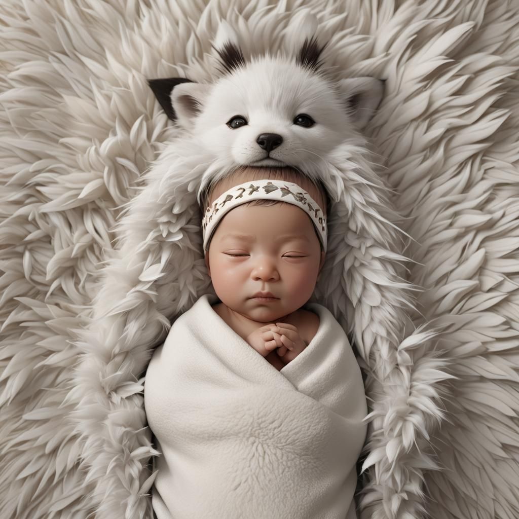 Native American Infant: Detailed 3D Anime Art
