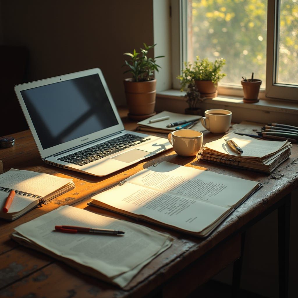 Cozy Writing Nook in Warm Afternoon Light