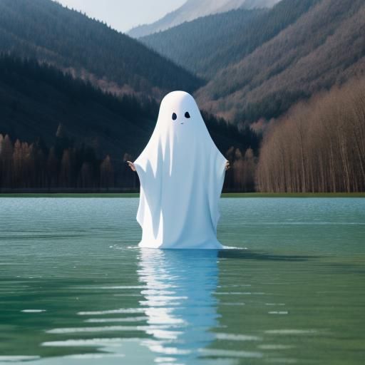 Ethereal Ghost Rising from Misty Lake
