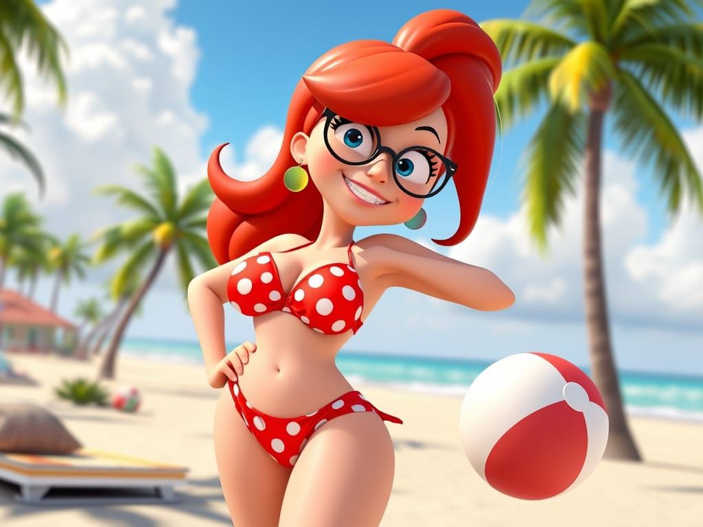 Sassy Beach Goddess in Vibrant 3D CGI Style