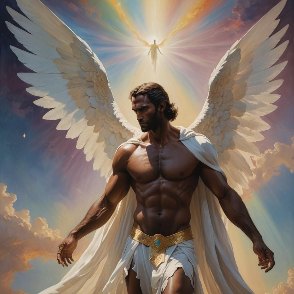 Celestial Shadow Figure in Flight: Digital Matte Painting