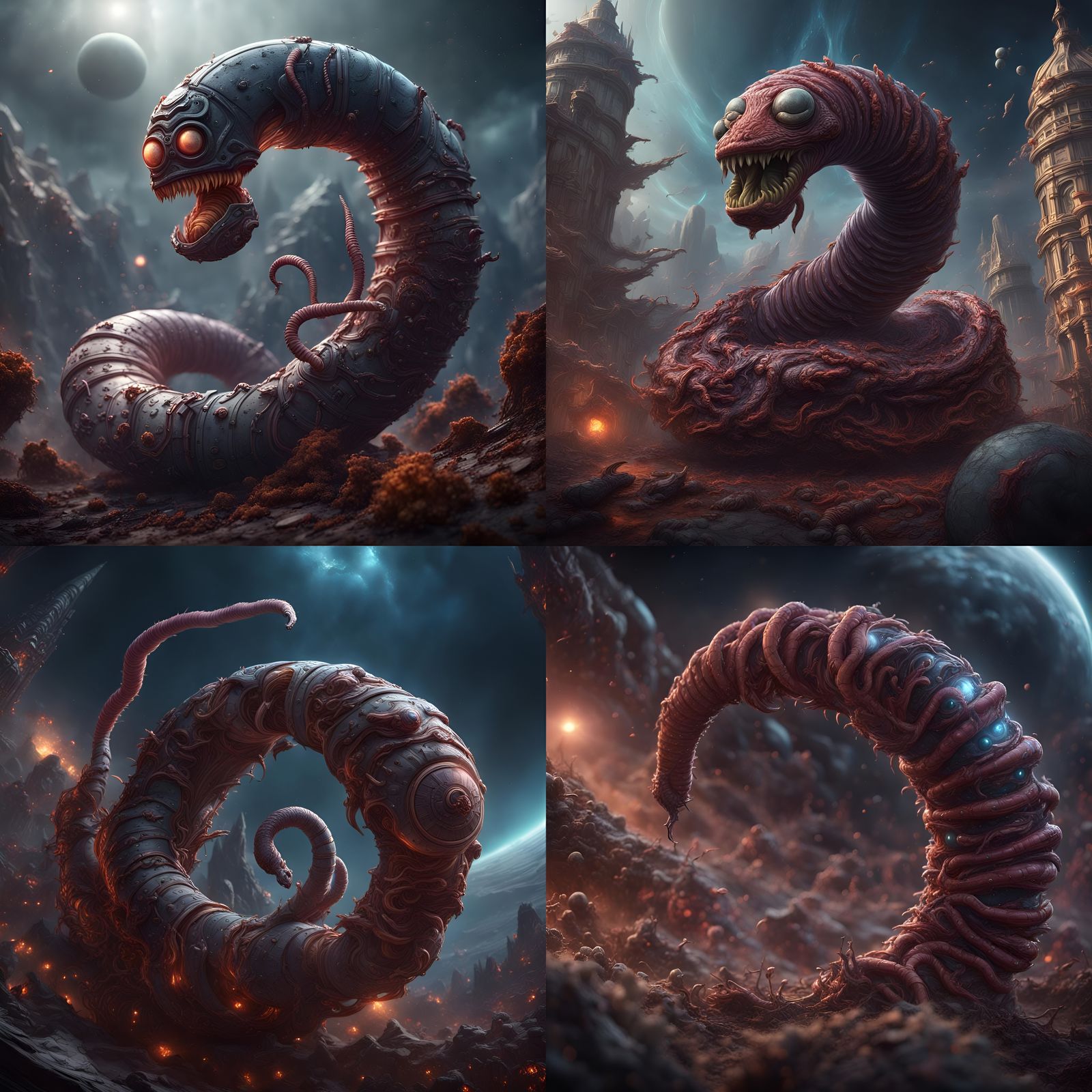 Cosmic Worm's Conquest: A Fantastical Digital Painting