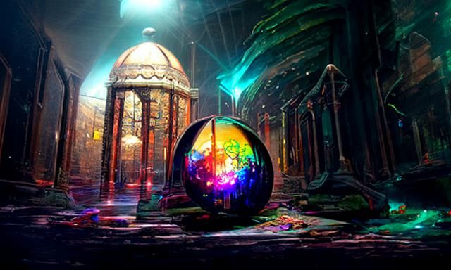 Colorful Dimension Portal Sphere Orb as Digital Matte Painti...