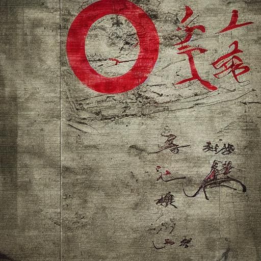 Distressed Japanese Flag Poster with Writing