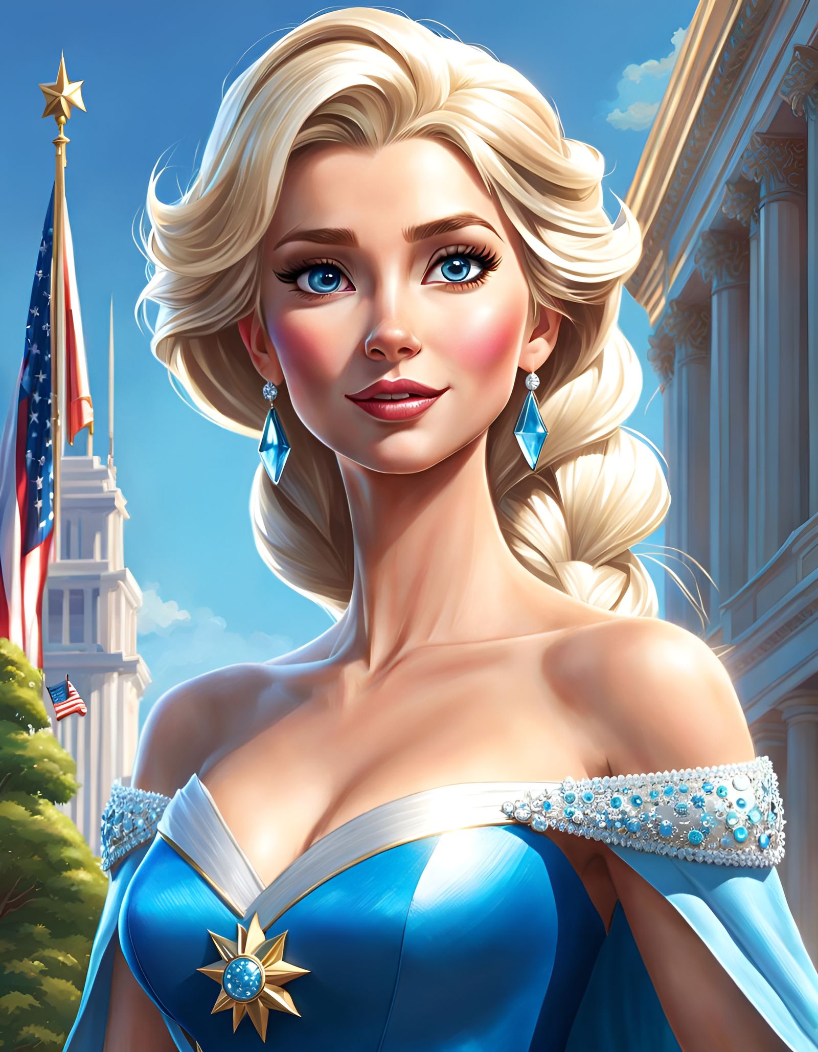 Princess Elsa as US President: Hyperrealistic Art
