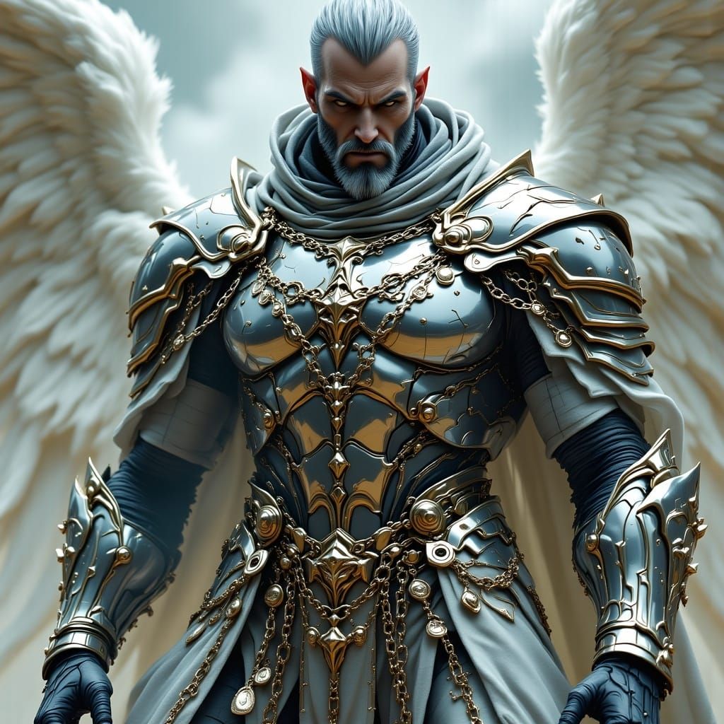 Dignified Warrior in Ornate Fantasy Armor