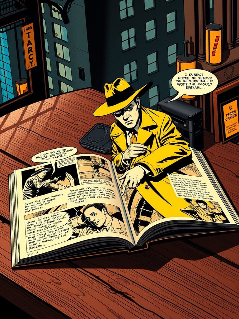 Noir Detective Scene in Golden Age Comic Style