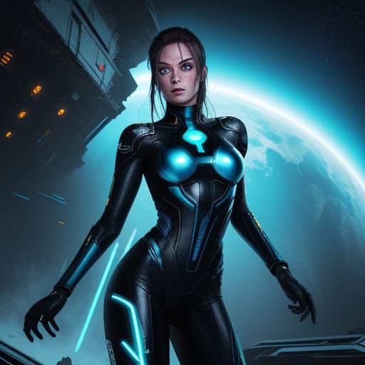 Sci-Fi Female Survivor on Abandoned Space Station