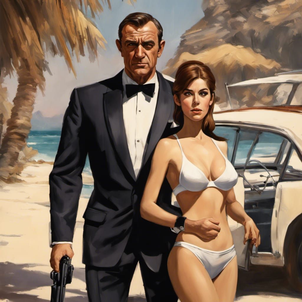 James Bond and Bond Girl in Digital Art