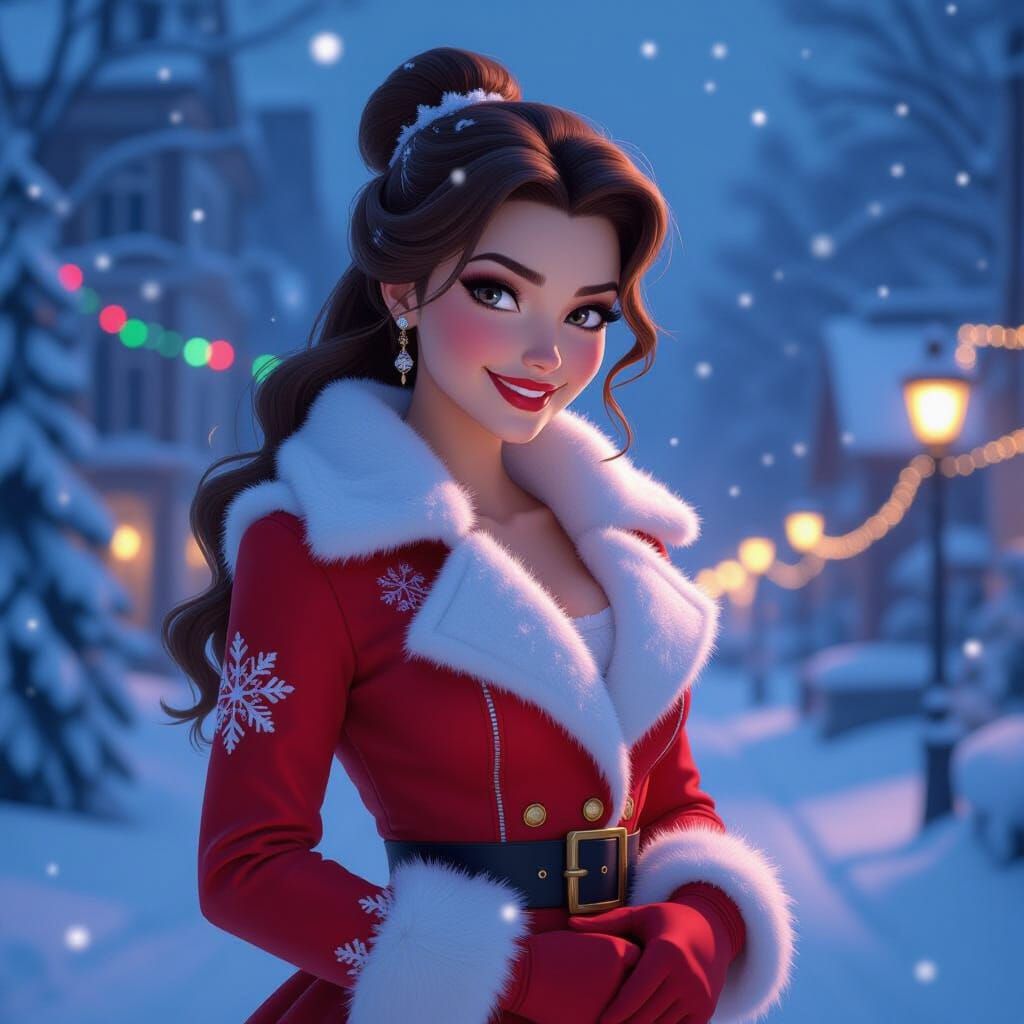 Belle in Winter Wonderland: Matte Painting Style