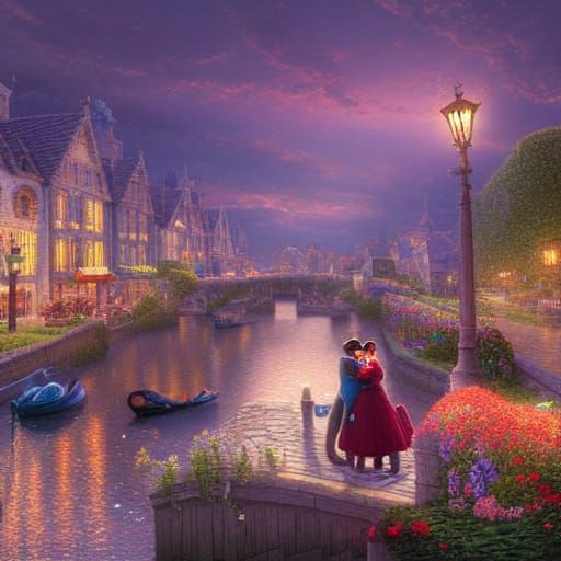 Romantic Twilight Meeting in Dalaran: Storybook Illustration