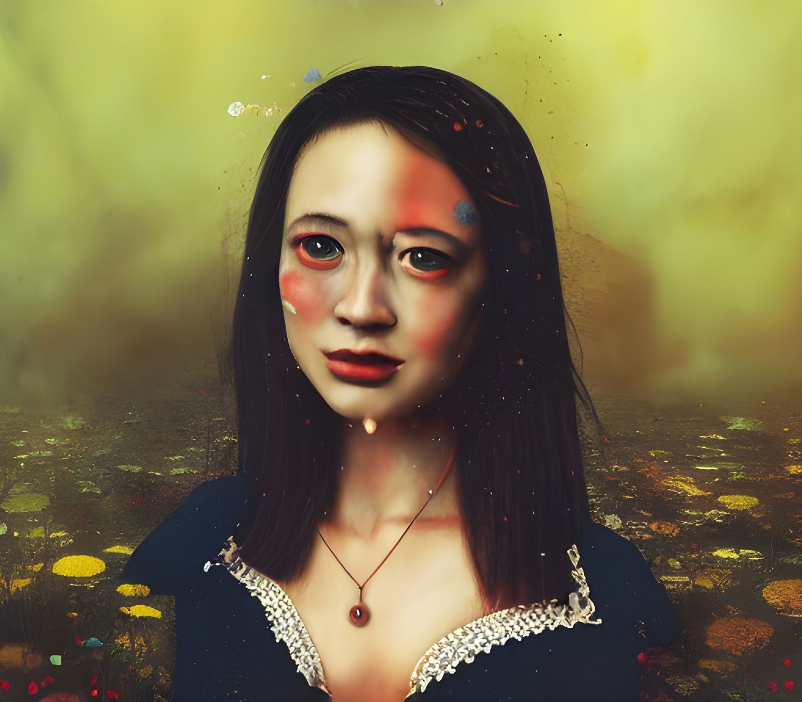 Surreal Smirking Girl Digital Illustration