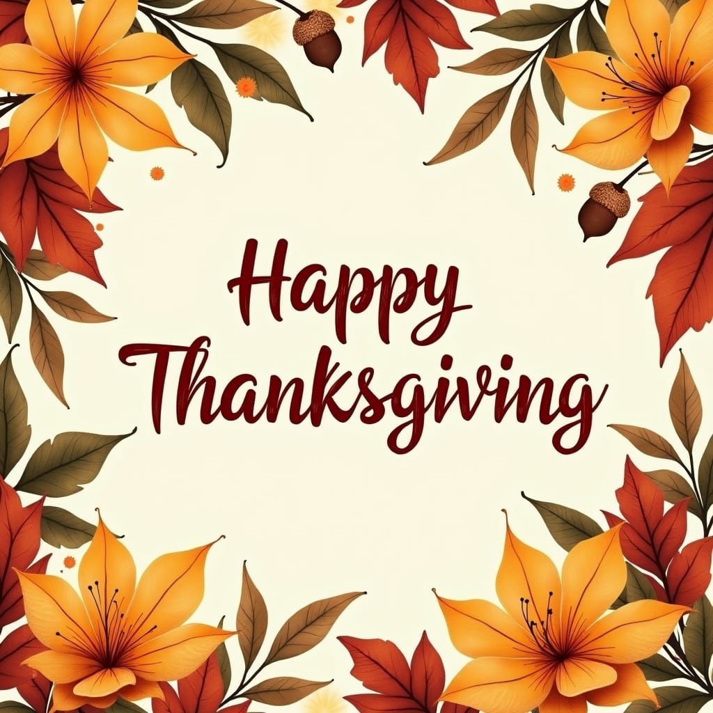 Impressionist Thanksgiving Card with Floral Design