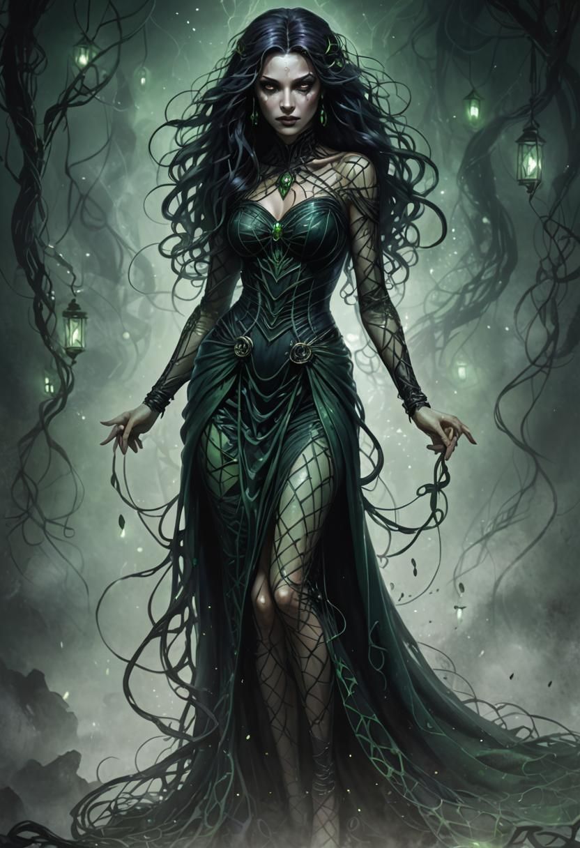 Dark Sorceress Portrait in Gothic Dark Fantasy Style