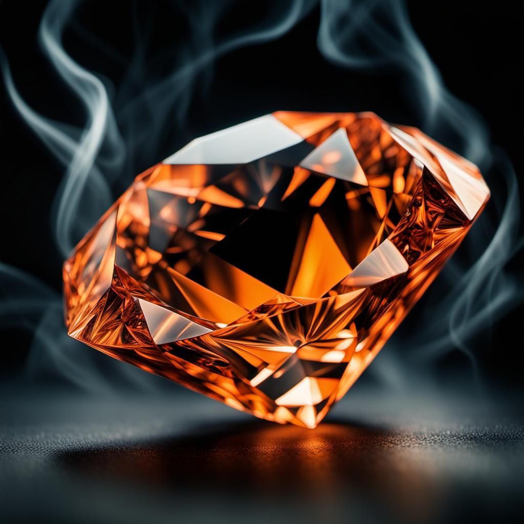 Vibrant Orange Diamond Crystal in 3D