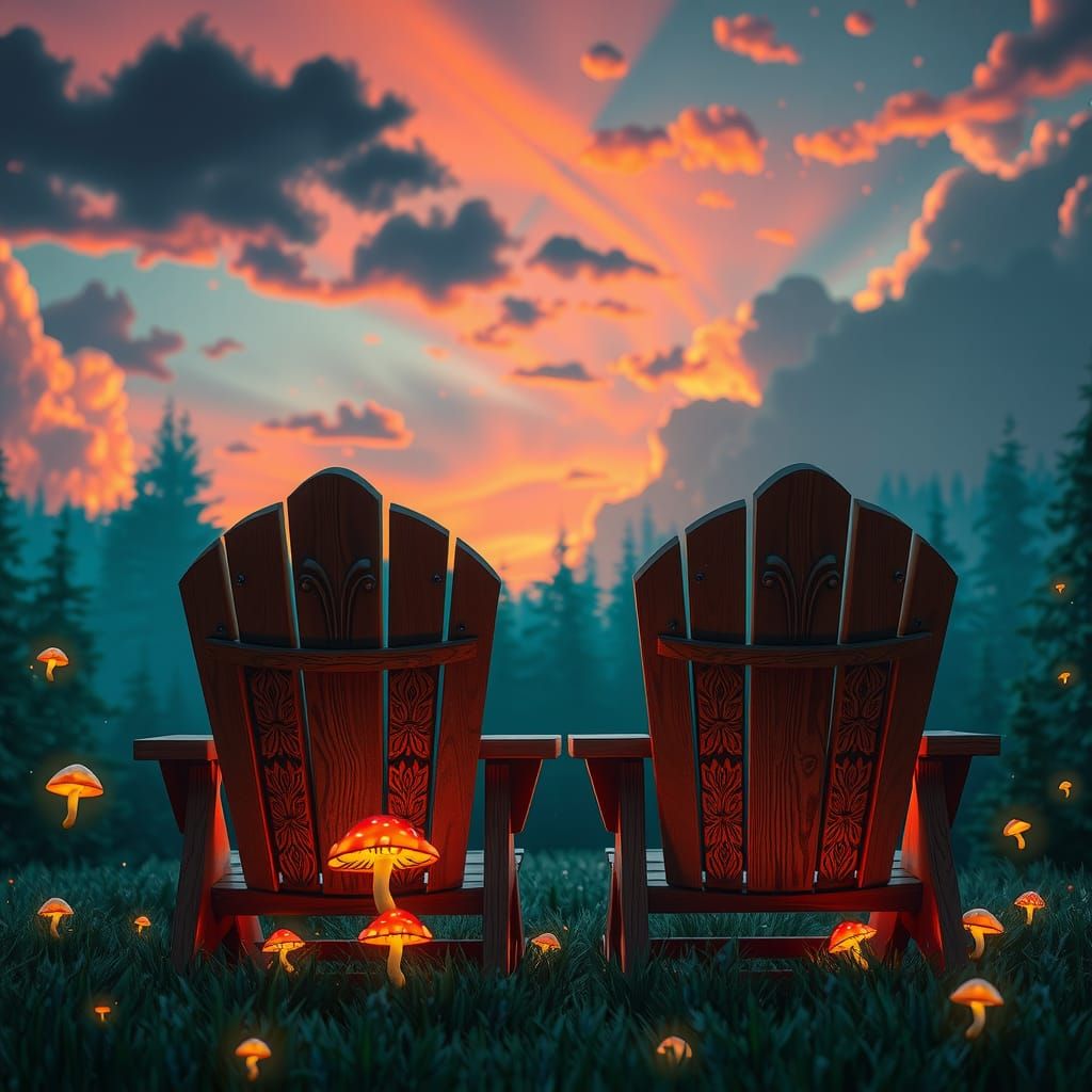 Enchanted Forest Deck Chairs at Dusk