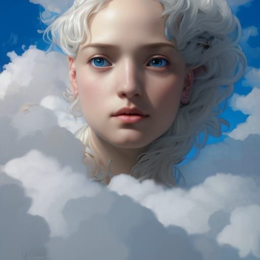 Detailed Clouds Portrait in Hyperrealistic Style