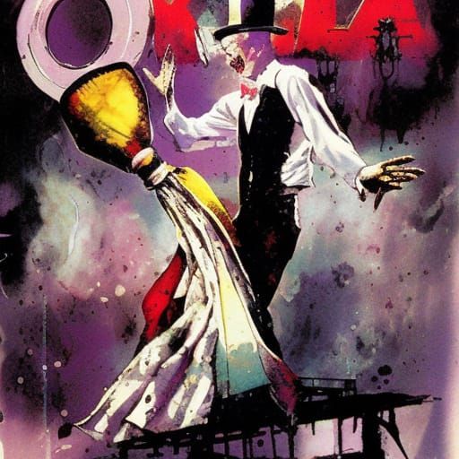 Magician Floating in Air, Inspired by Comic Art