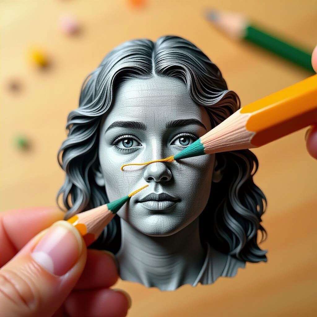 Micro Art Carved from Pencil Lead