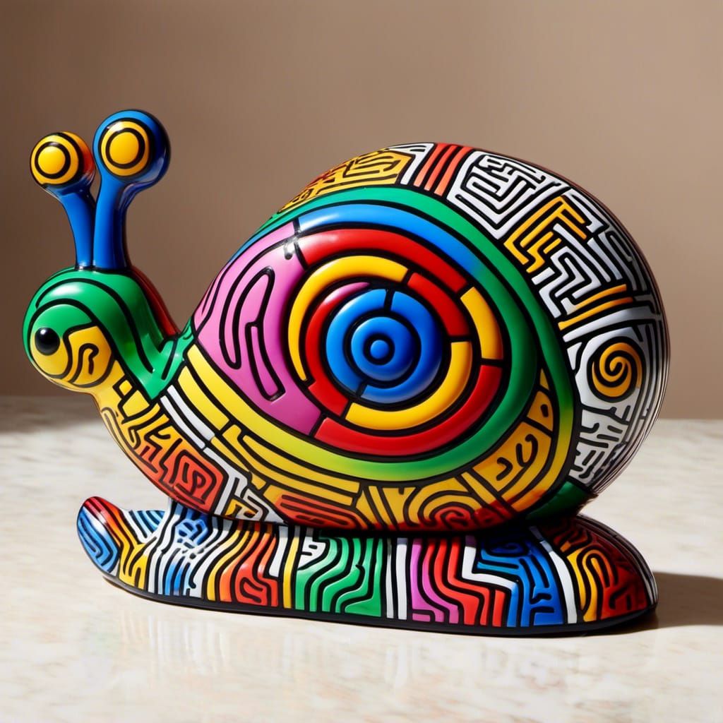 Haring-Inspired Snail Sculpture in 3D