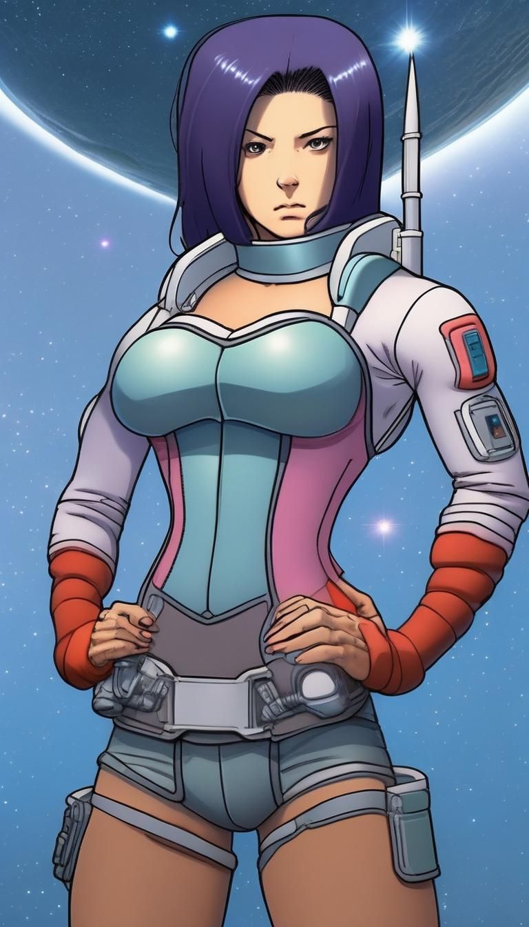 Spacecore Anime Woman in Hyperrealism Style