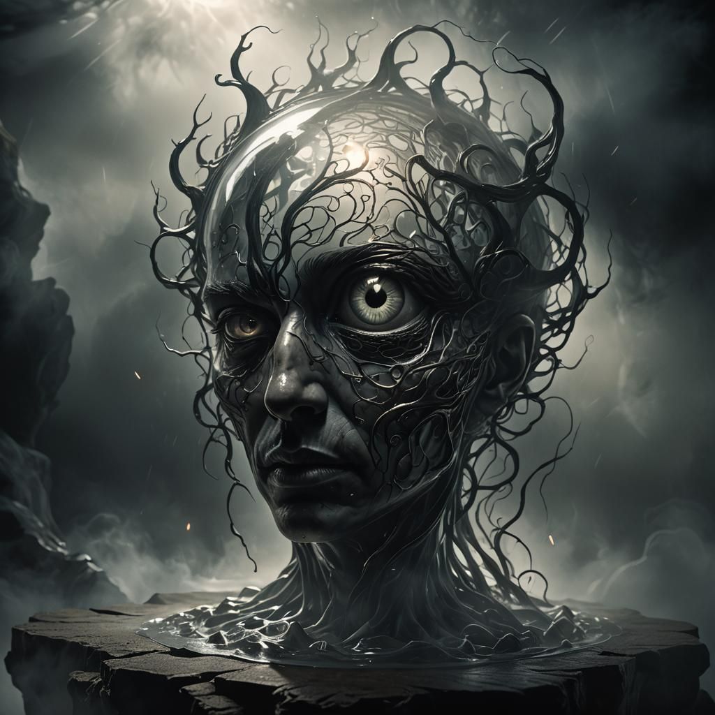 Eerie Glass Brain: Dark Fantasy Concept Art